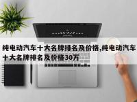 纯电动汽车十大名牌排名及价格,纯电动汽车十大名牌排名及价格30万